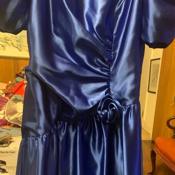 Blue Satin Prom Dress - Picture 5 of 5